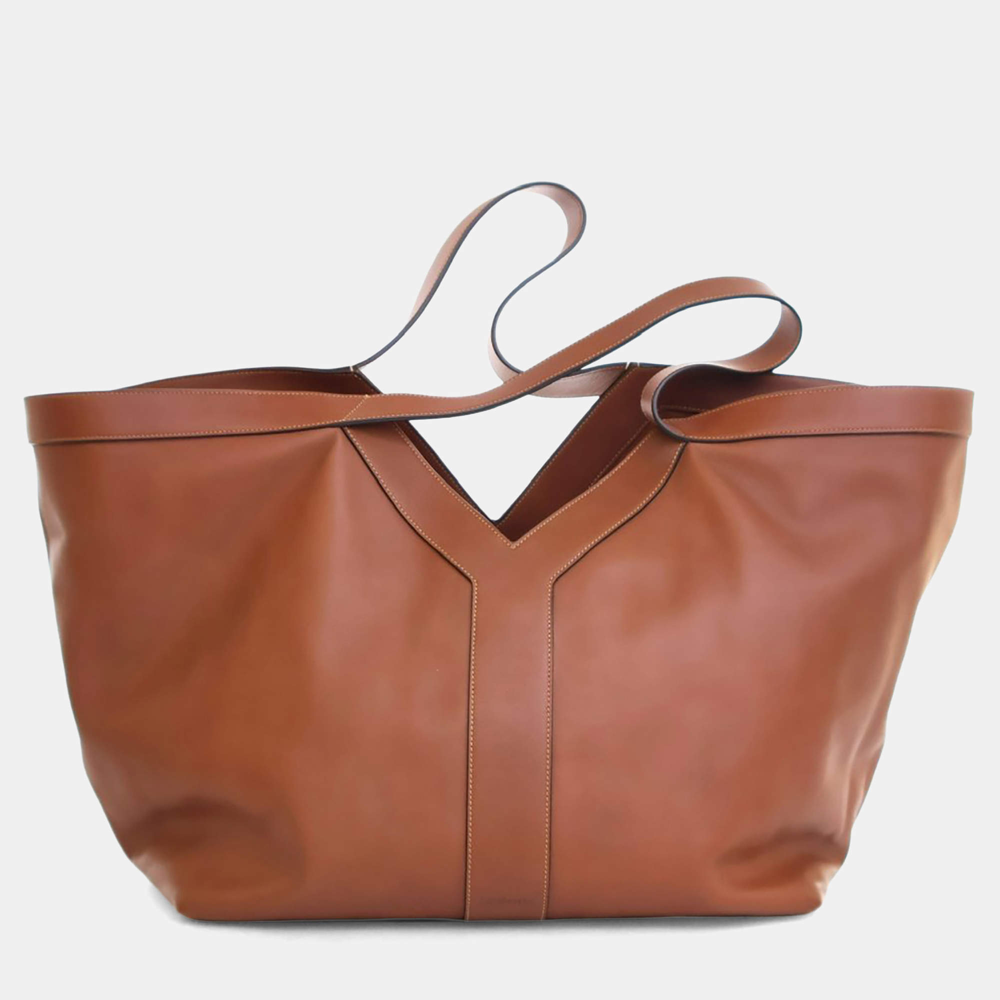 Pre Owned Saint Laurent Brown Calfskin Y Tote