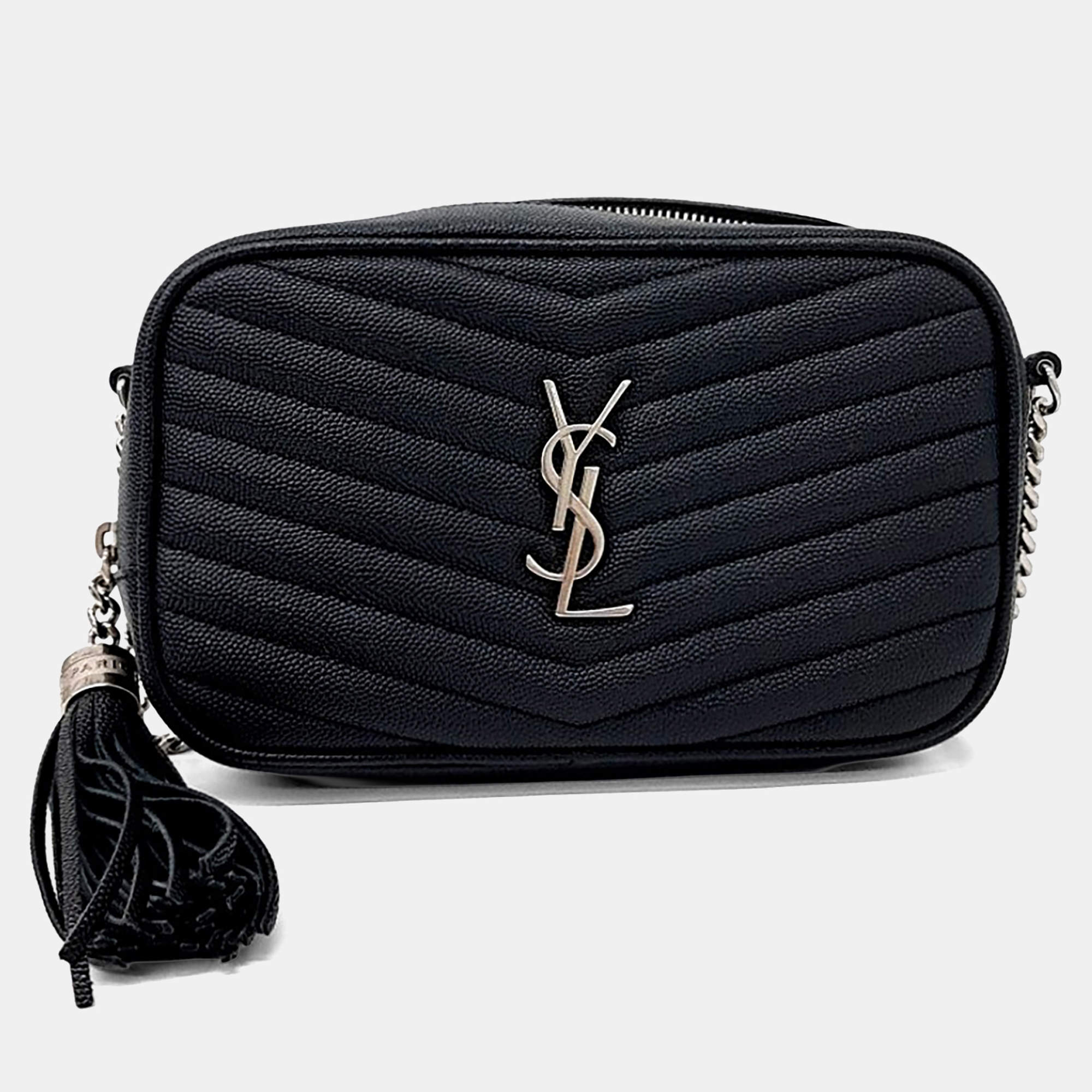 Pre Owned Saint Laurent Paris Black Leather Lou Camera Bag