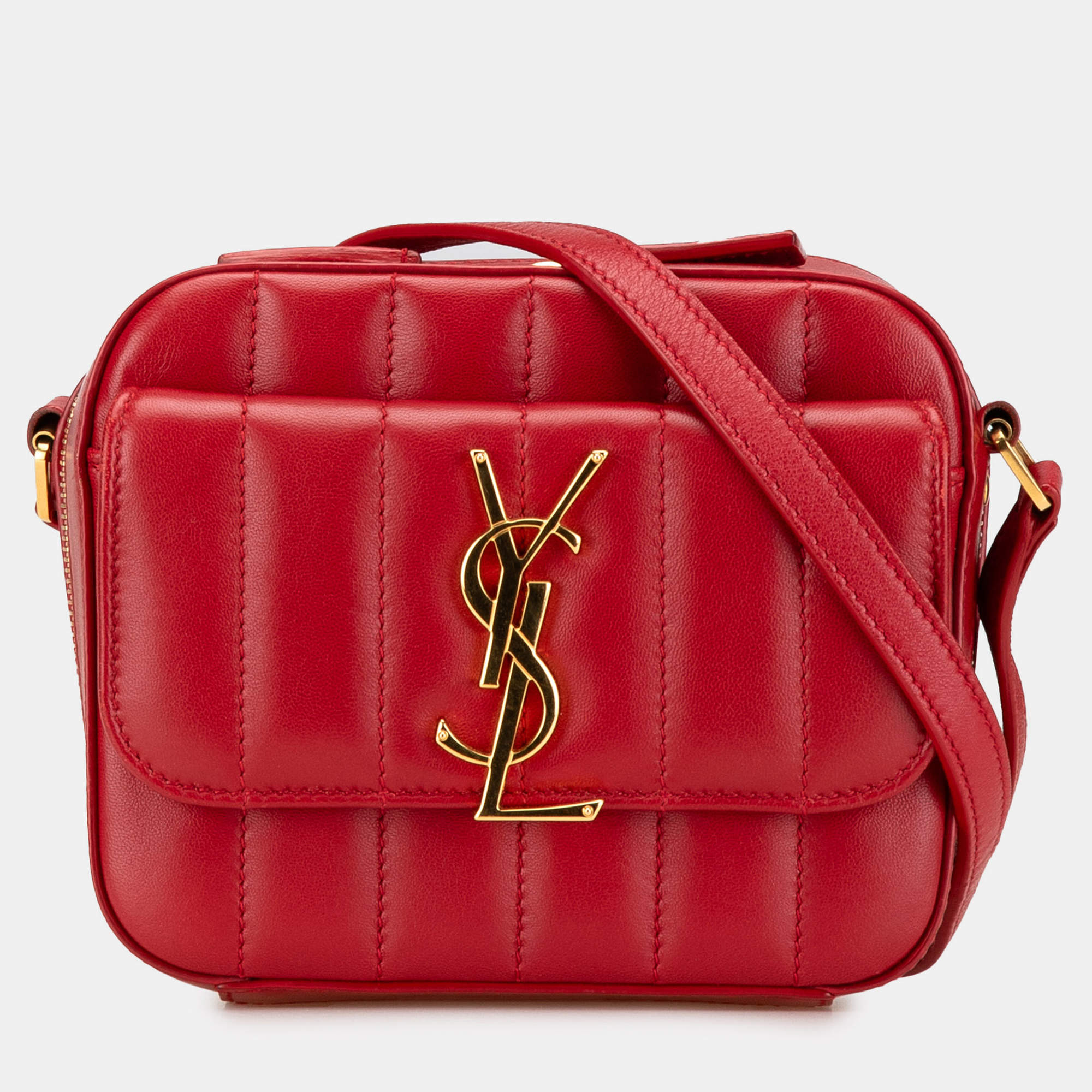 مملوكة مسبقًا Saint Laurent Paris Red Toy Lambskin Vicky Crossbody