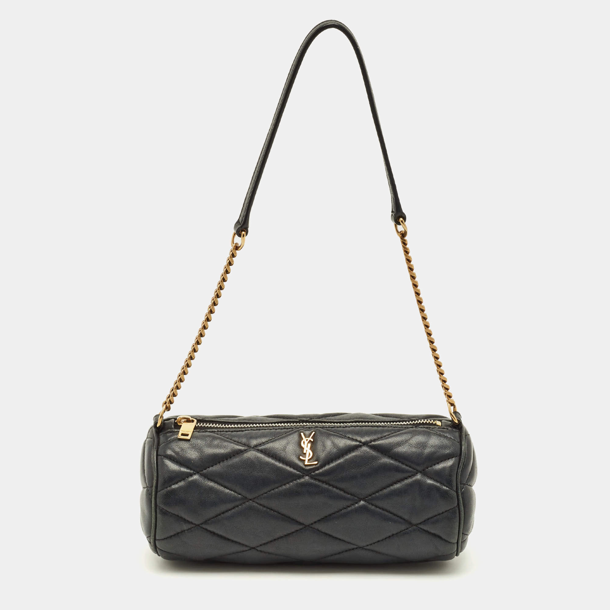 Pre Owned Saint Laurent Sade Tube Black Matelasse Leather Pouch