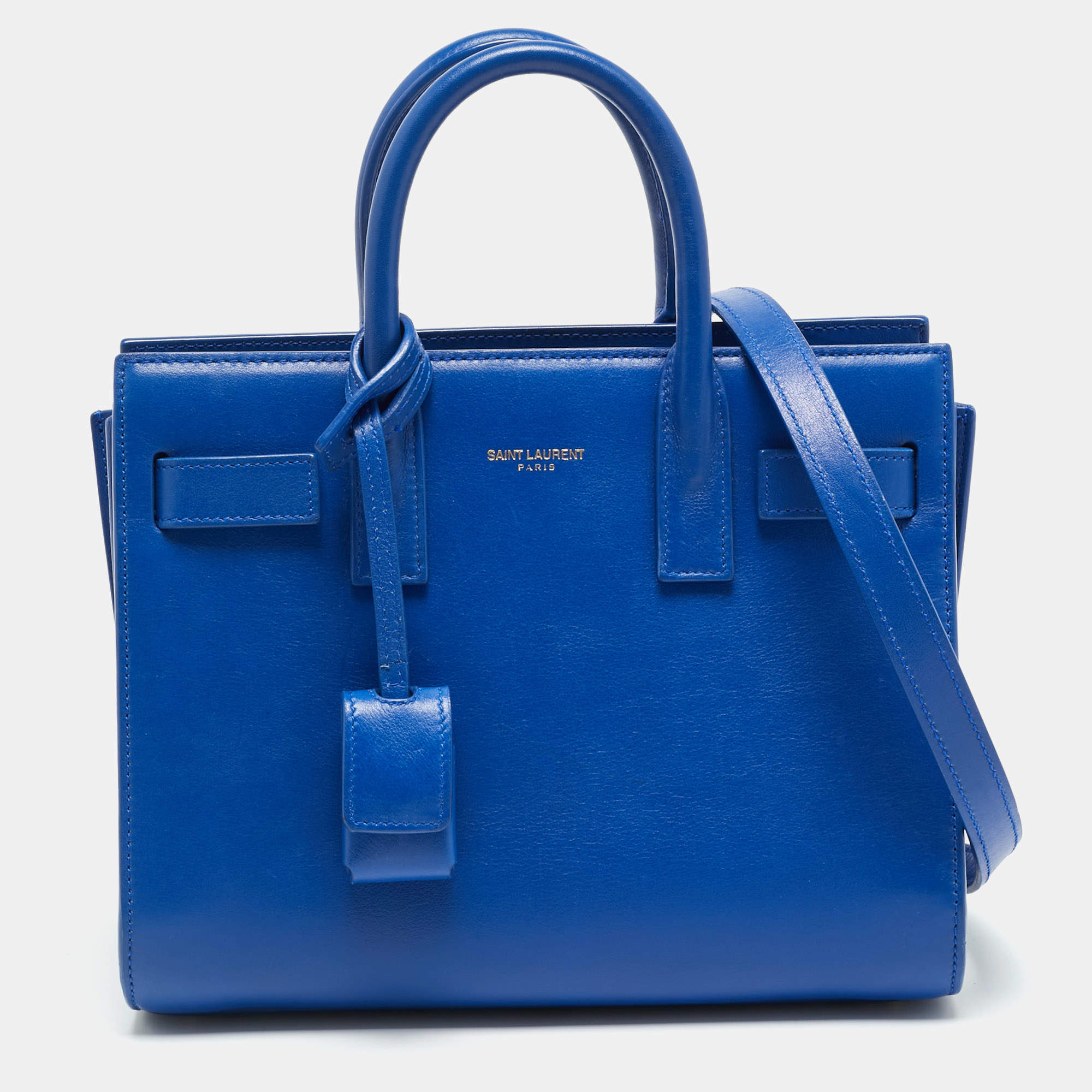 مملوكة مسبقًا Saint Laurent Classic Sac De Jour Nano Blue Leather Tote