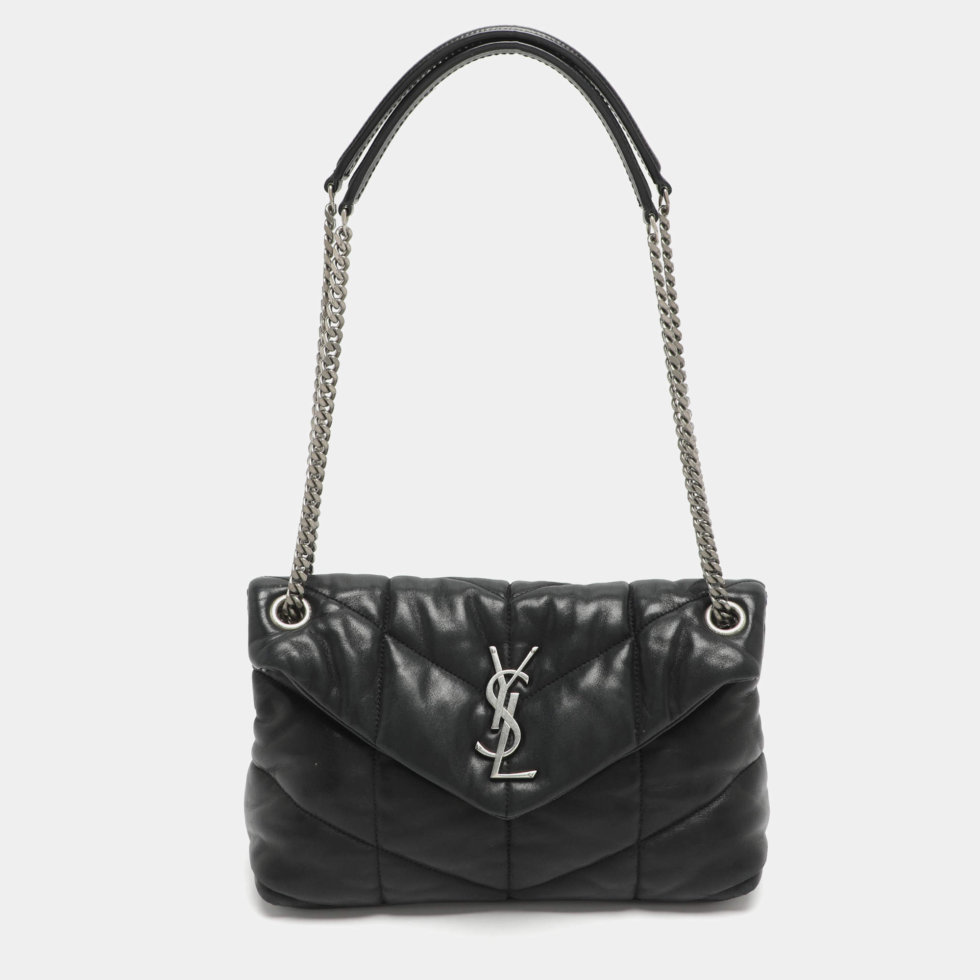 مملوكة مسبقًا Saint Laurent Puffer Small Black Quilted Leather Chain Shoulder Bag