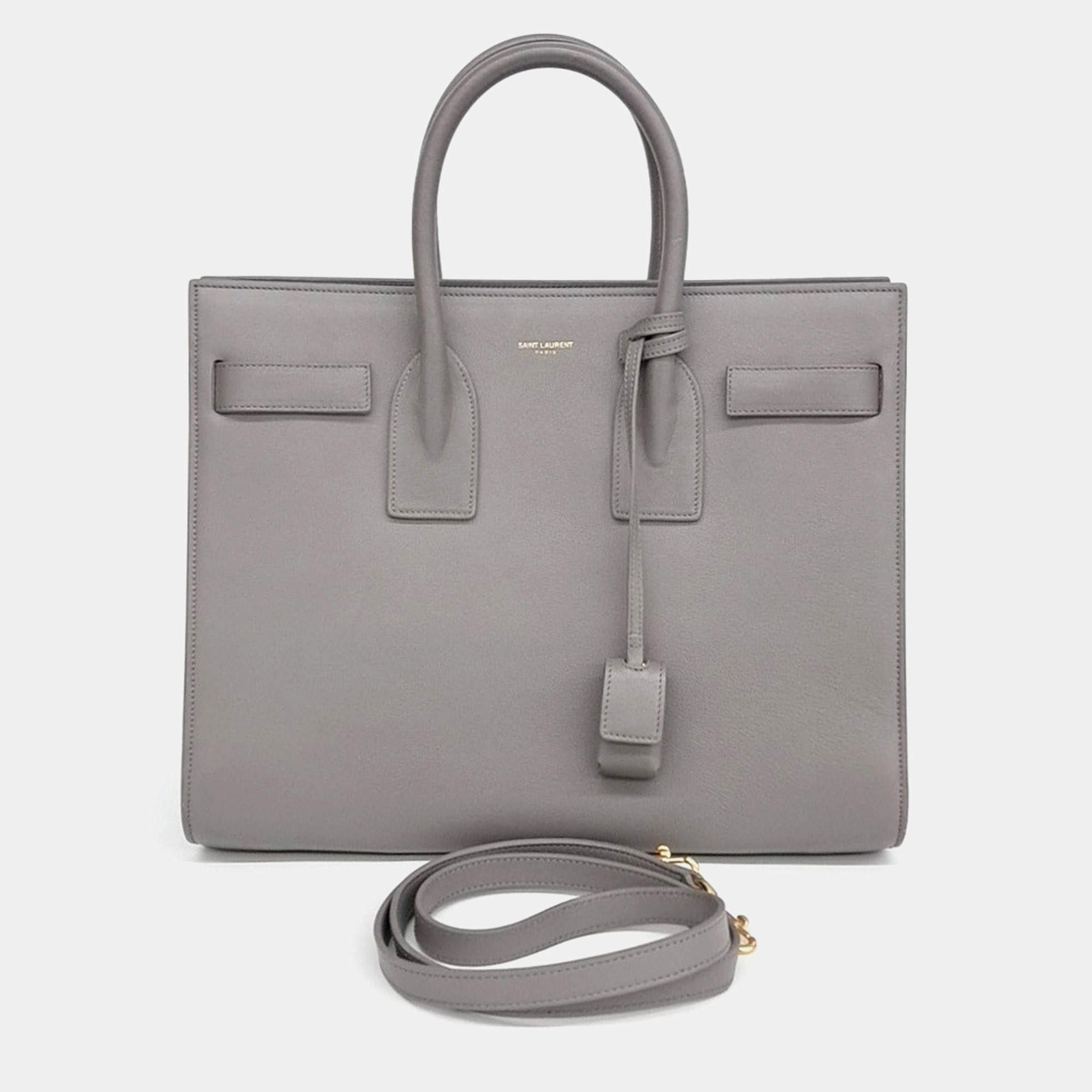 Pre Owned Saint Laurent Paris Grey Leather Sac de Jour Small