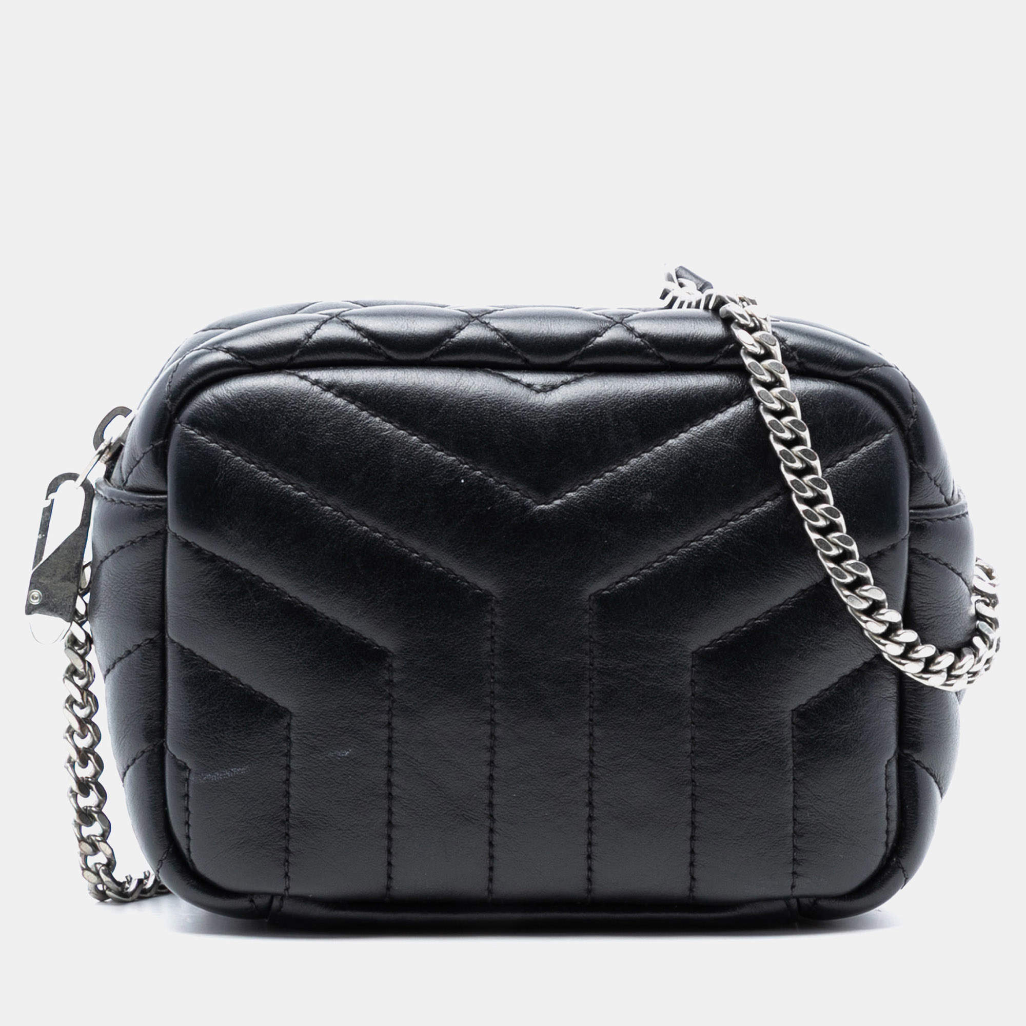 مملوكة مسبقًا حقيبة بولينغ لو لولو جلد عجل صغيرة سوداء سان لوران باريس