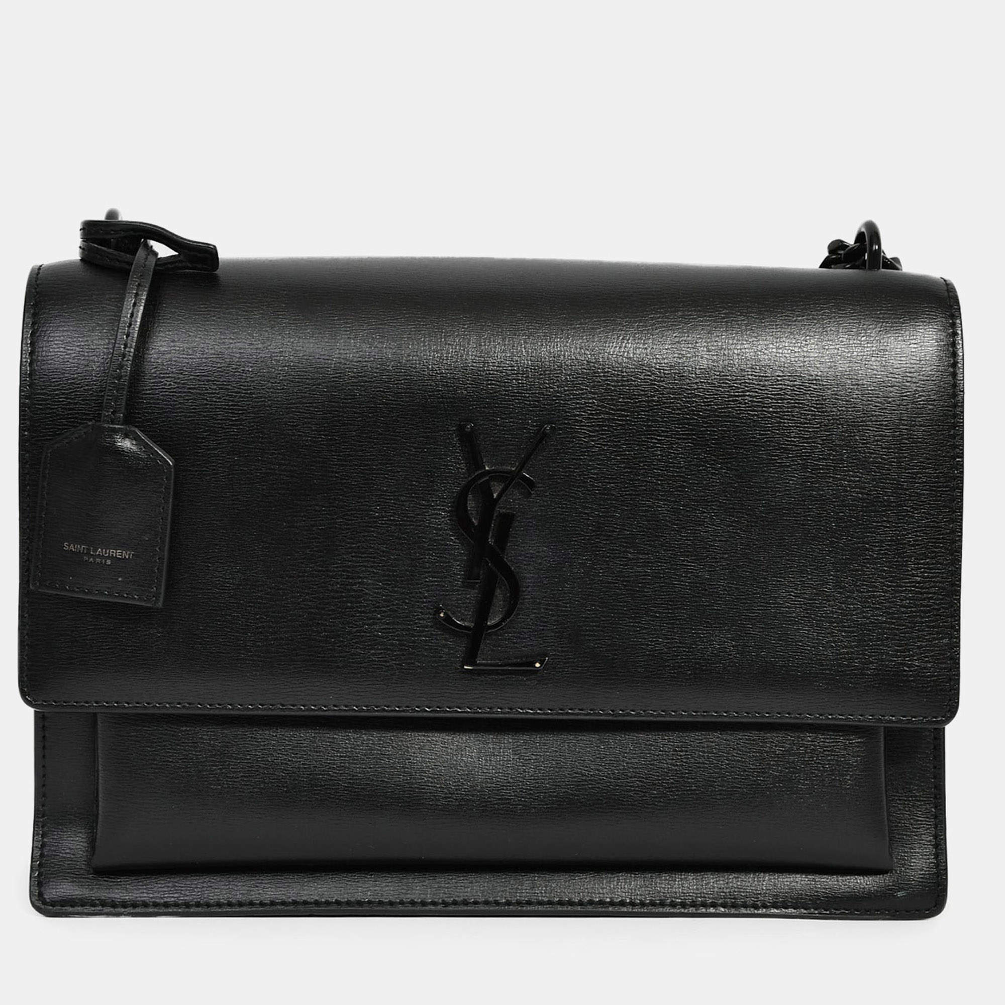 مملوكة مسبقًا Saint Laurent 2020 Black Leather Large Sunset Shoulder Bag