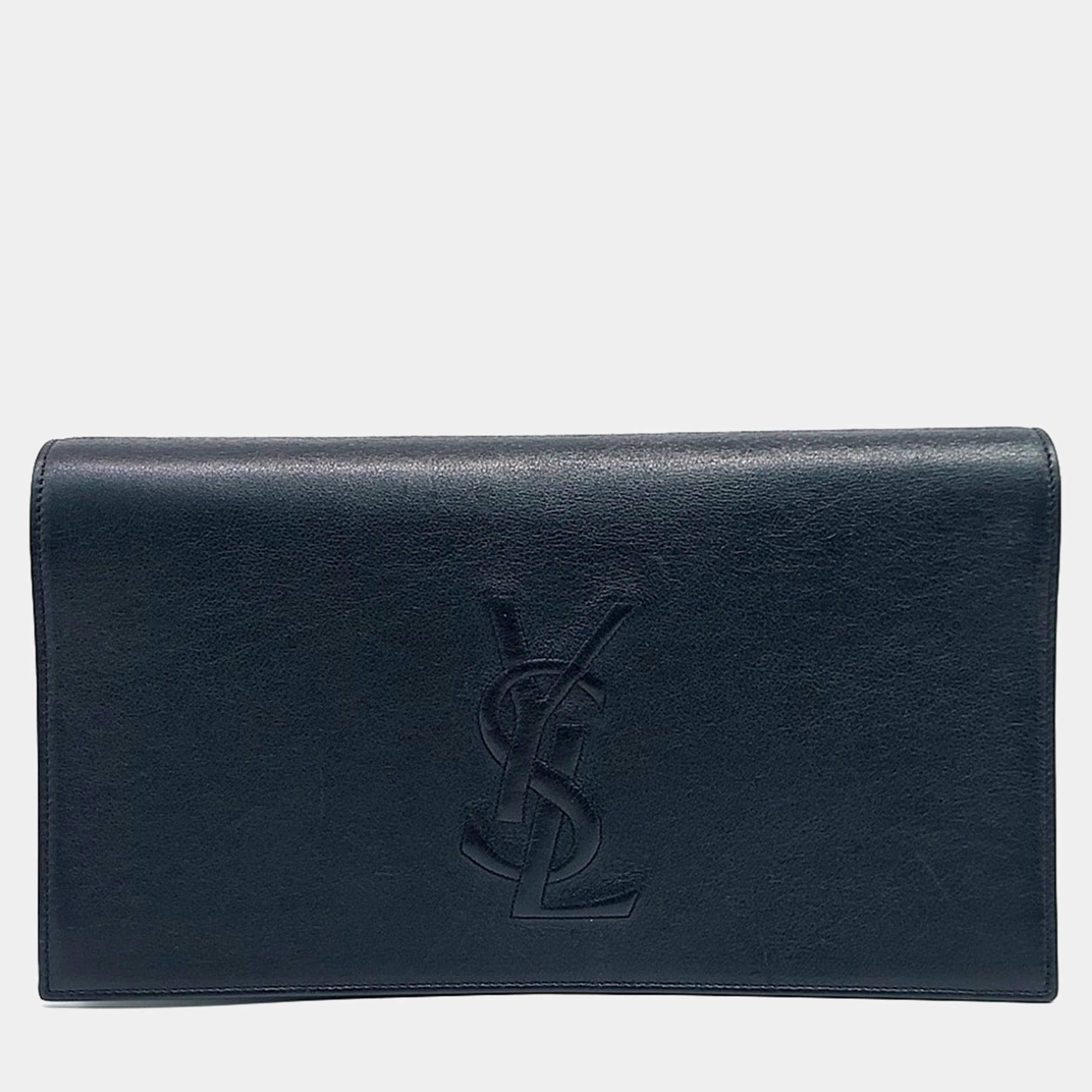 مملوكة مسبقًا حقيبة كلتش سان لوران باريس جلد أسود