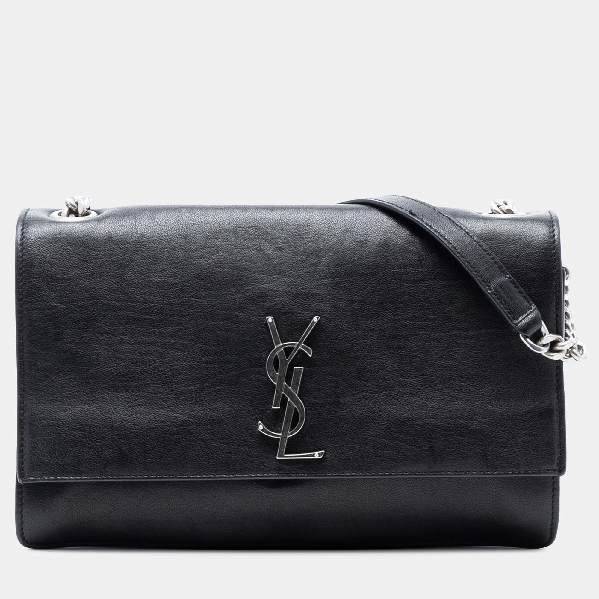 مملوكة مسبقًا Saint Laurent Paris Black Lambskin Monogram Flap Crossbody