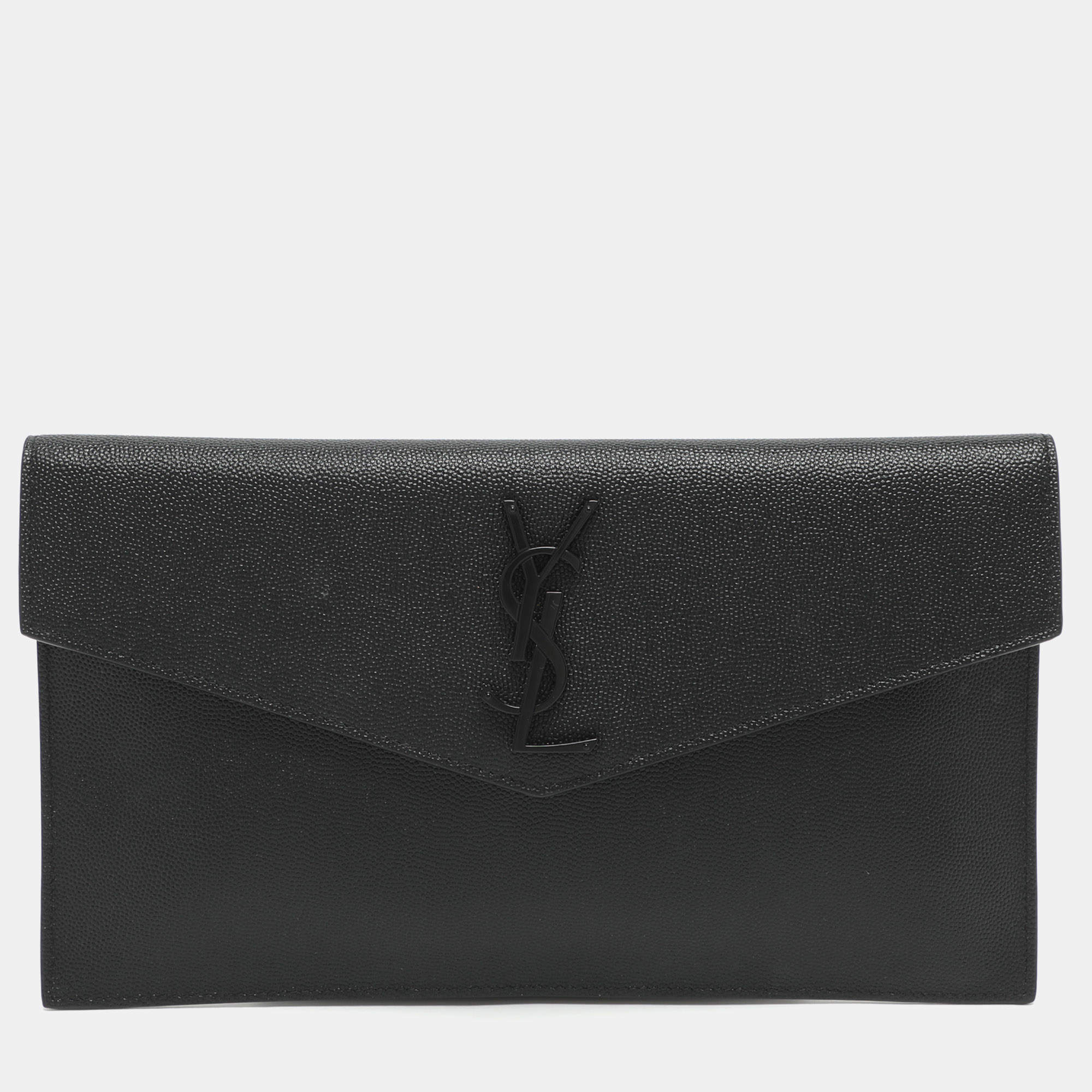 Pre Owned Saint Laurent Uptown Black Leather Clutch