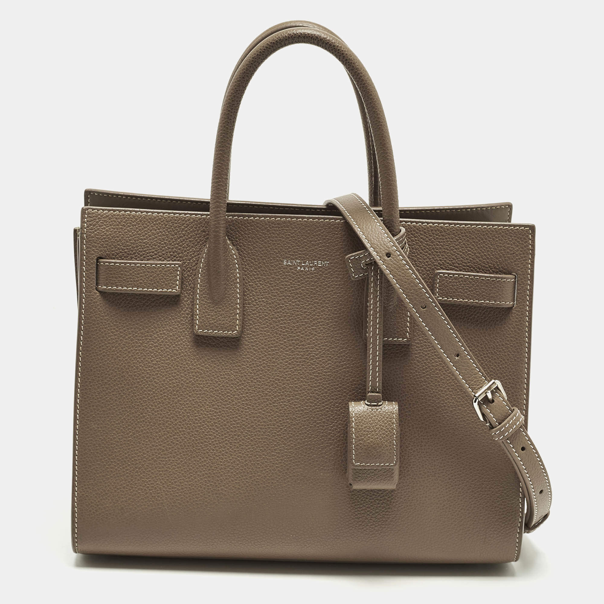 مملوكة مسبقًا حقيبة يد سان لوران ساك دو جور كلاسيك بيبي جلد بيج داكن