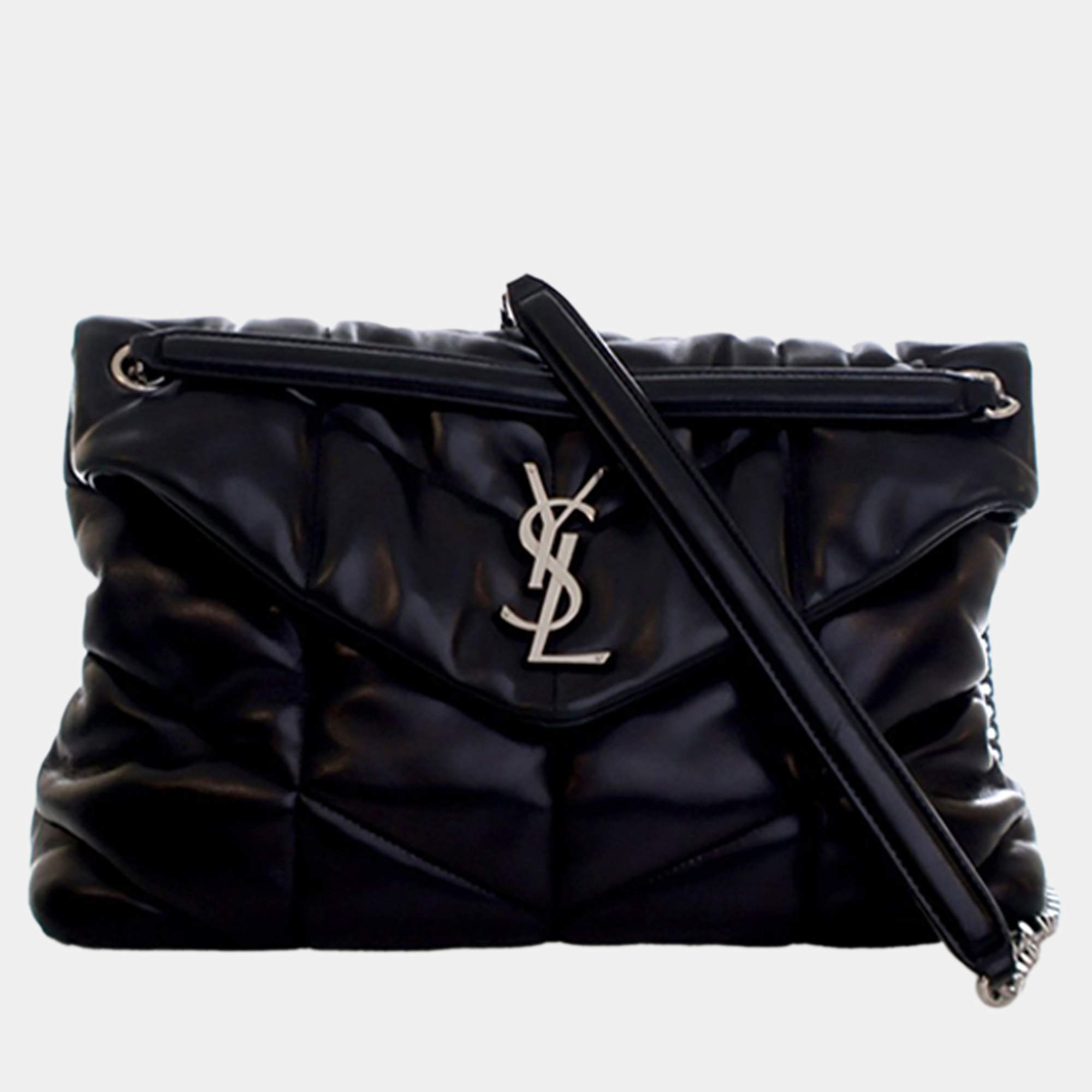 Pre Owned Saint Laurent Paris Black Medium Nappa LouLou Puffer Shoulder Bag