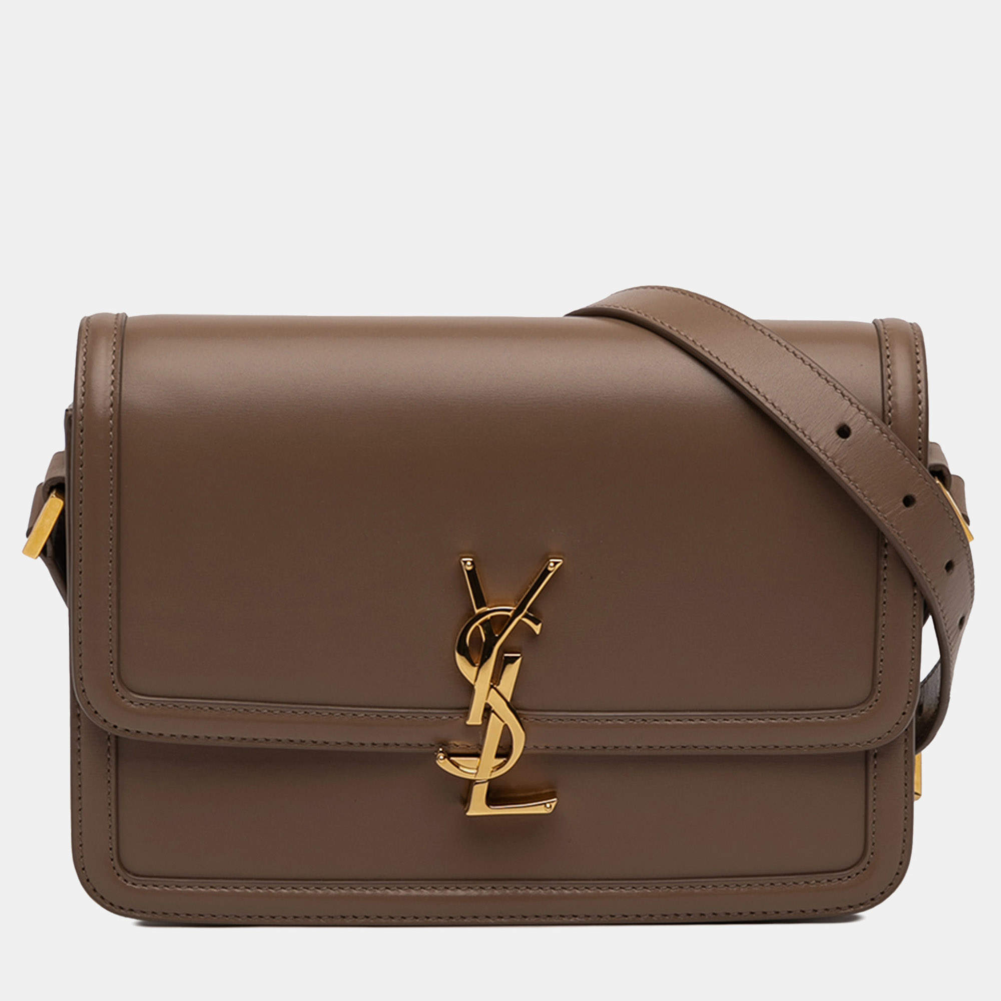 مملوكة مسبقًا Saint Laurent Paris Brown Medium Calfskin Solferino Satchel In Box
