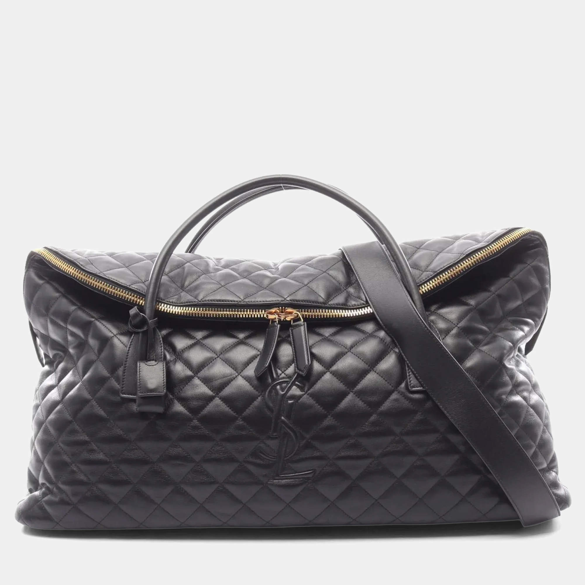 مملوكة مسبقًا Yves Saint Laurent Giant Boston Bag Leather Black