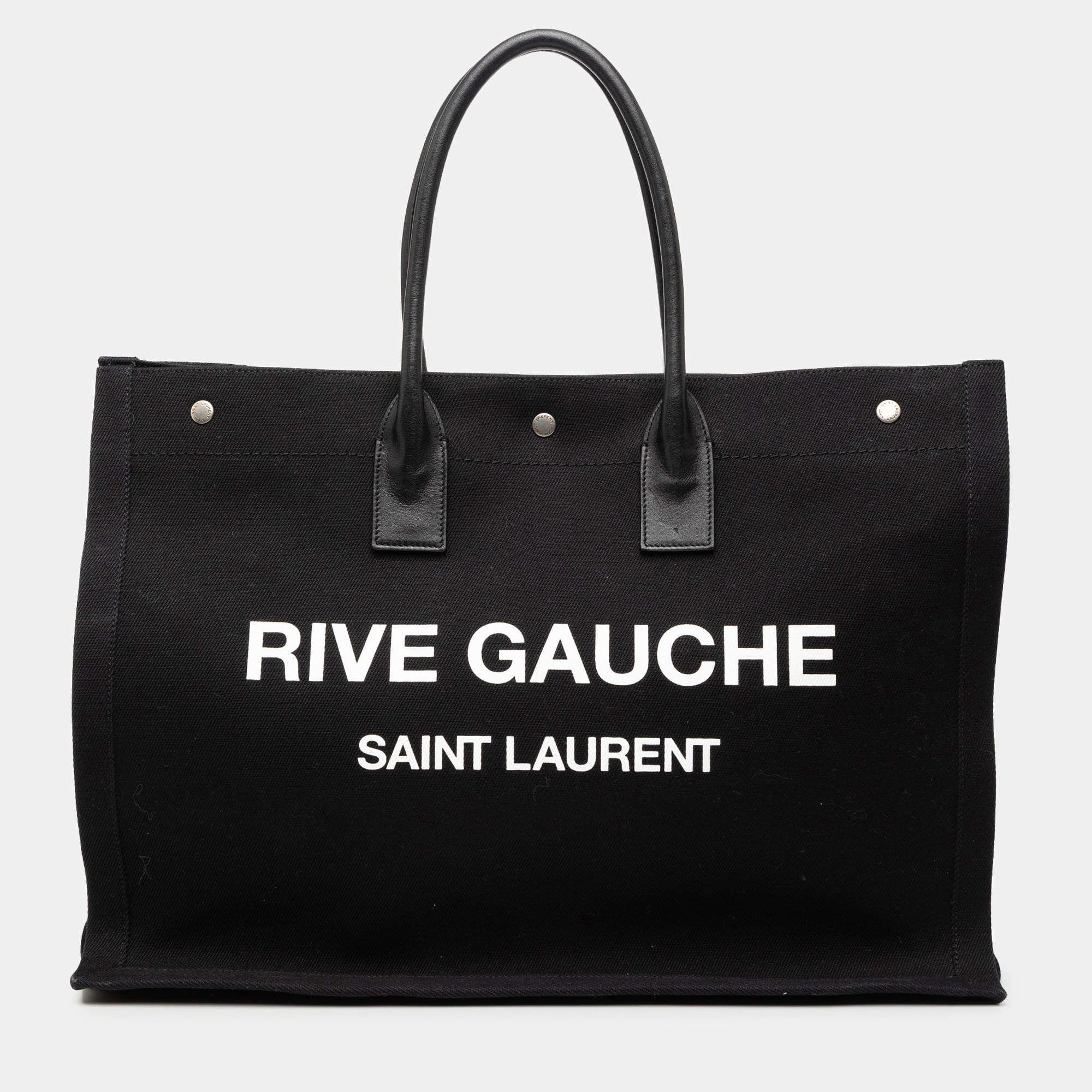 Pre Owned Saint Laurent Paris Black Canvas Rive Gauche Tote