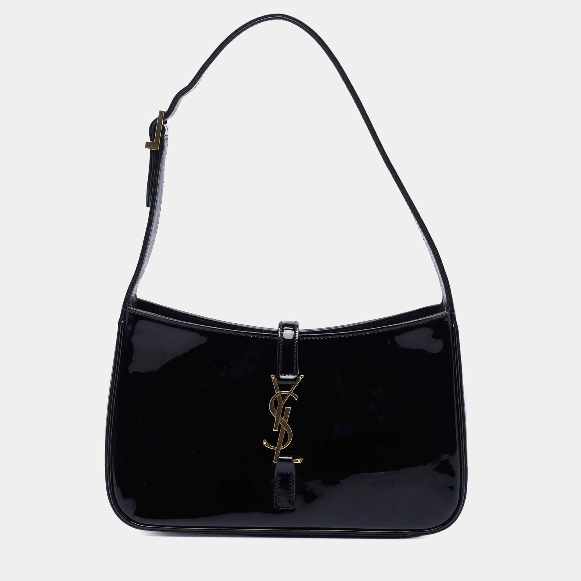 Pre Owned Saint Laurent Paris Black Patent  Le 5 a 7