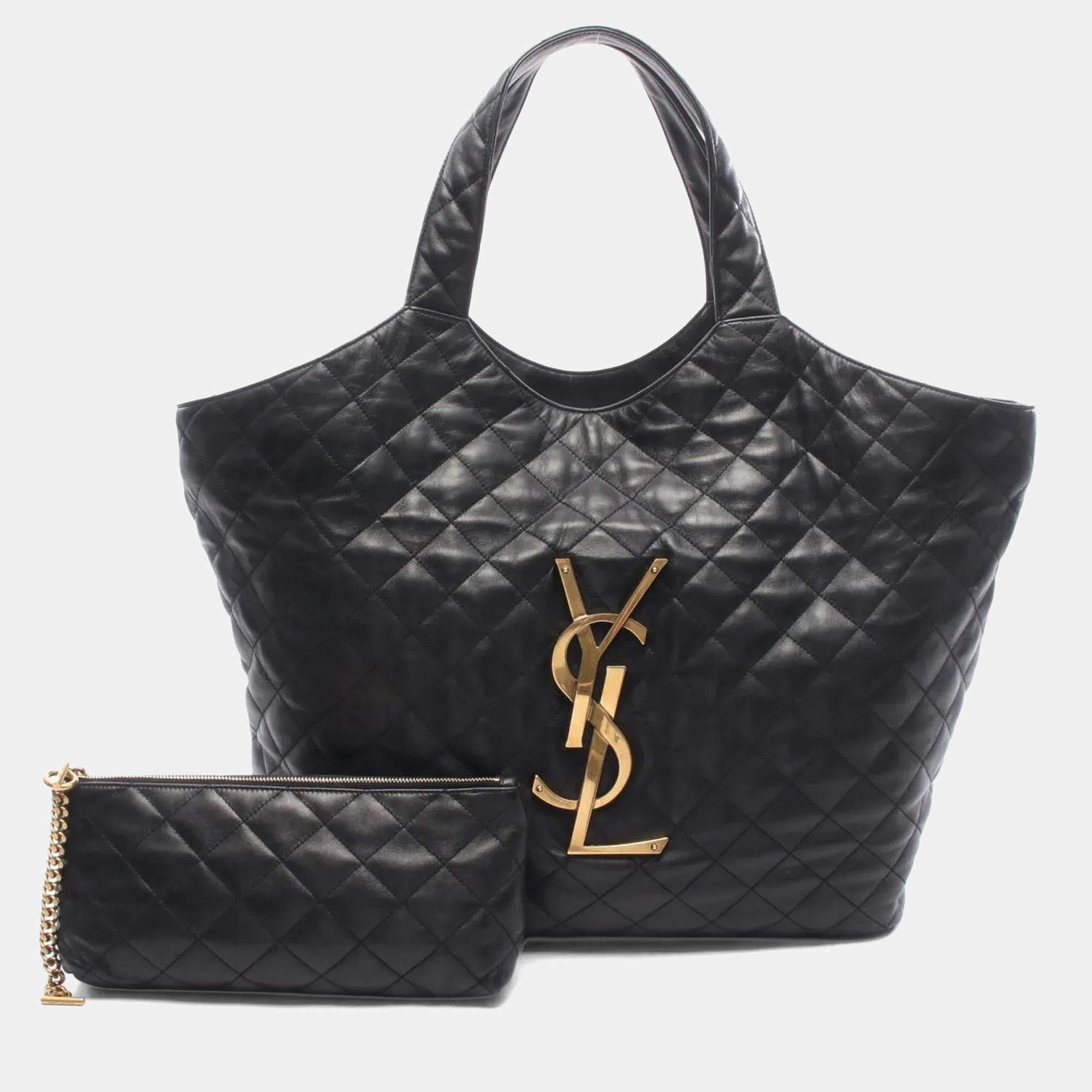 مملوكة مسبقًا Yves Saint Laurent Saint Laurent Paris Ikar Maxi Tote Bag Leather Black