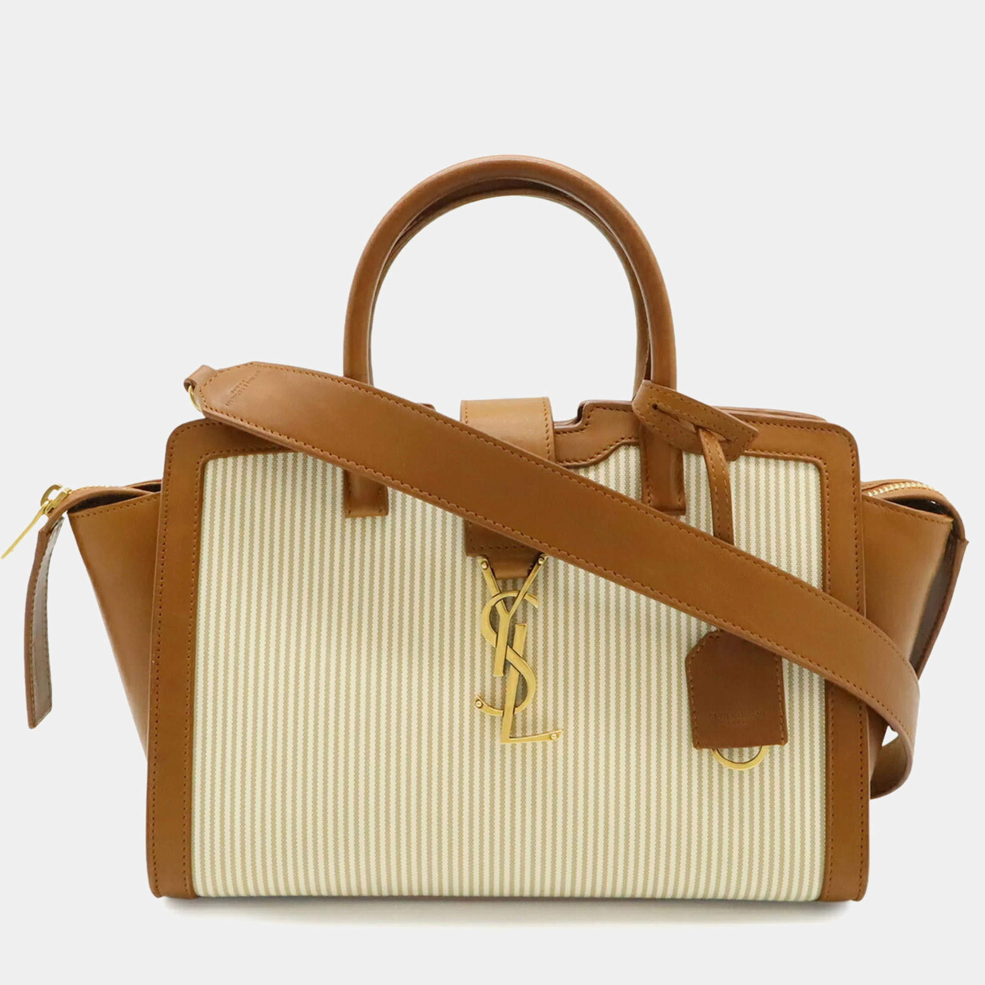 مملوكة مسبقًا Yves Saint Laurent Downtown Baby Handbag Beige And Brown Canvas