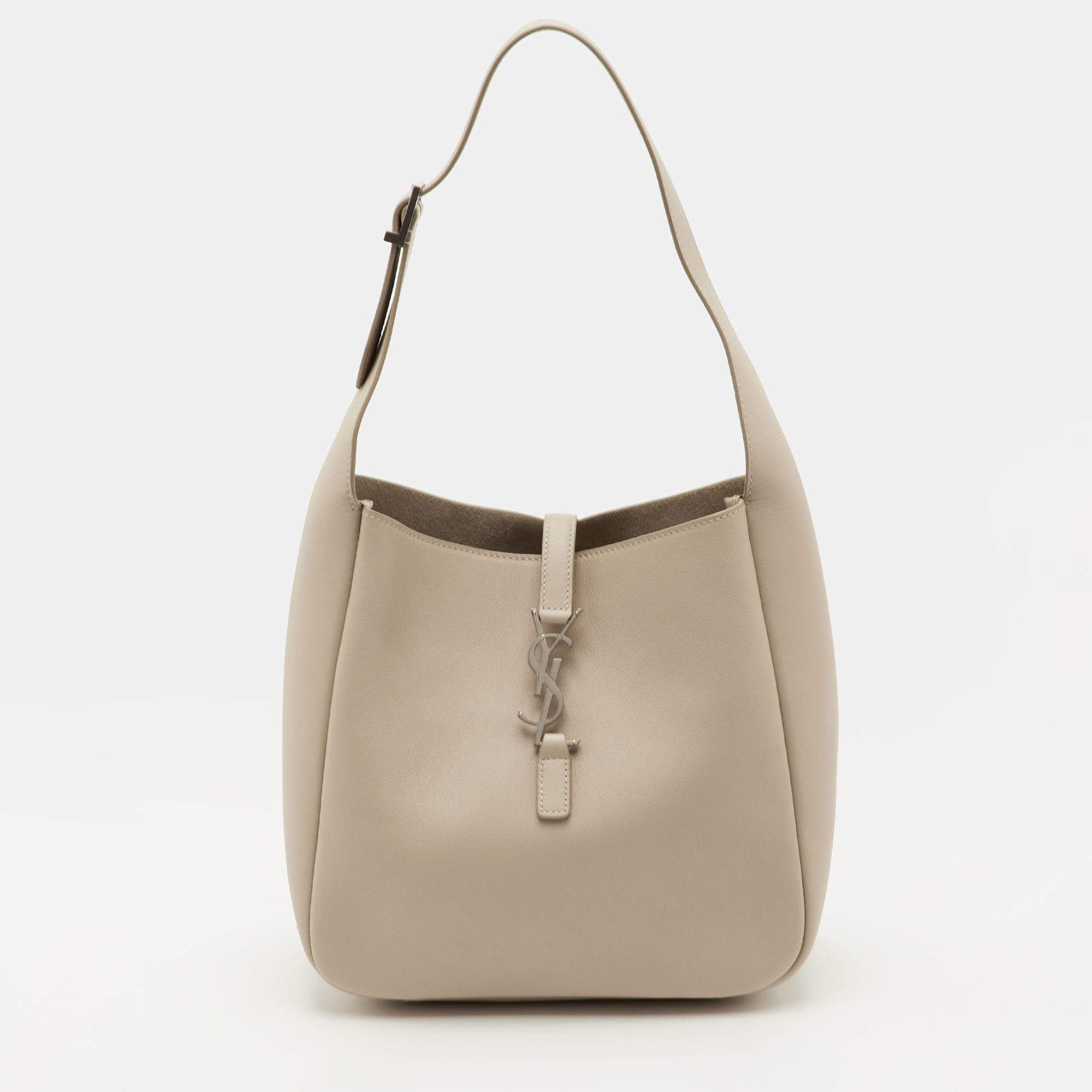 Pre Owned حقيبة كتف سان لوران لو 5 إلى 7 جلد بيج ناعم صغيرة