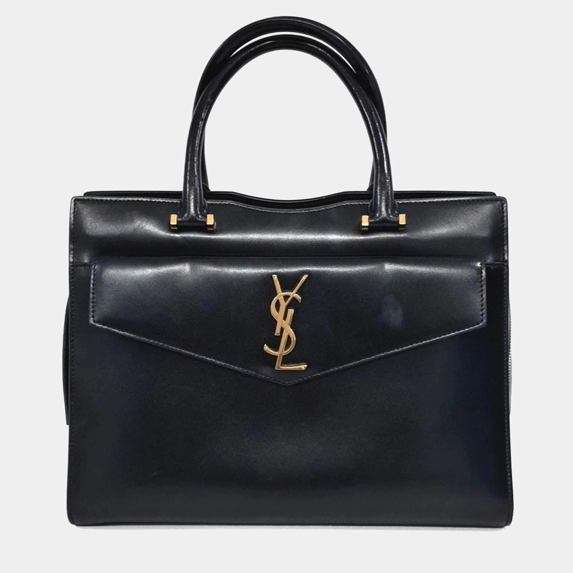 Pre Owned Saint Laurent Paris Black Leather Uptown Bag Medium