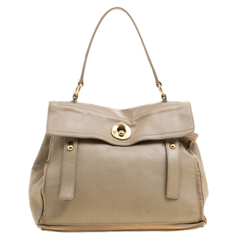 Pre Owned Yves Saint Laurent Beige Leather Medium Muse Two Satchel