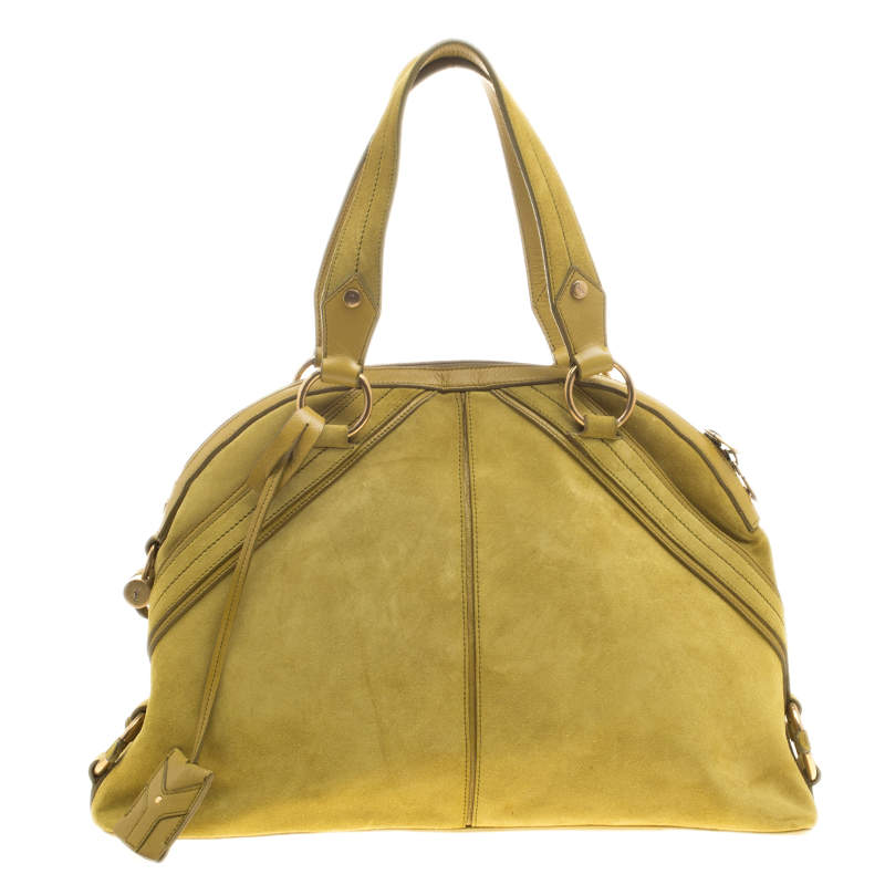 Saint Laurent Yellow Suede Large Muse Bag