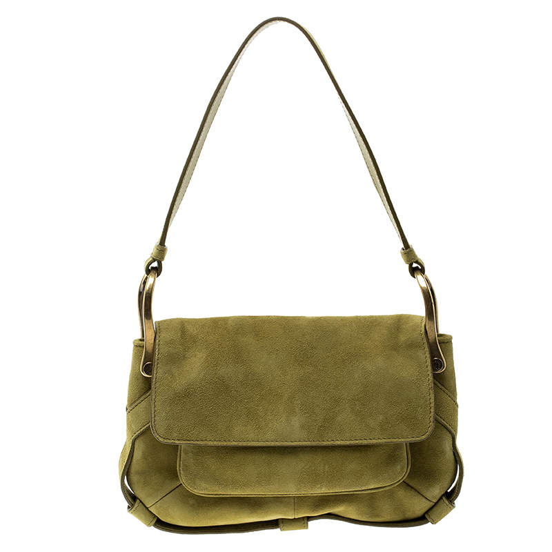 Yves Saint Laurent Green Suede Shoulder Bag Yves Saint Laurent | TLC