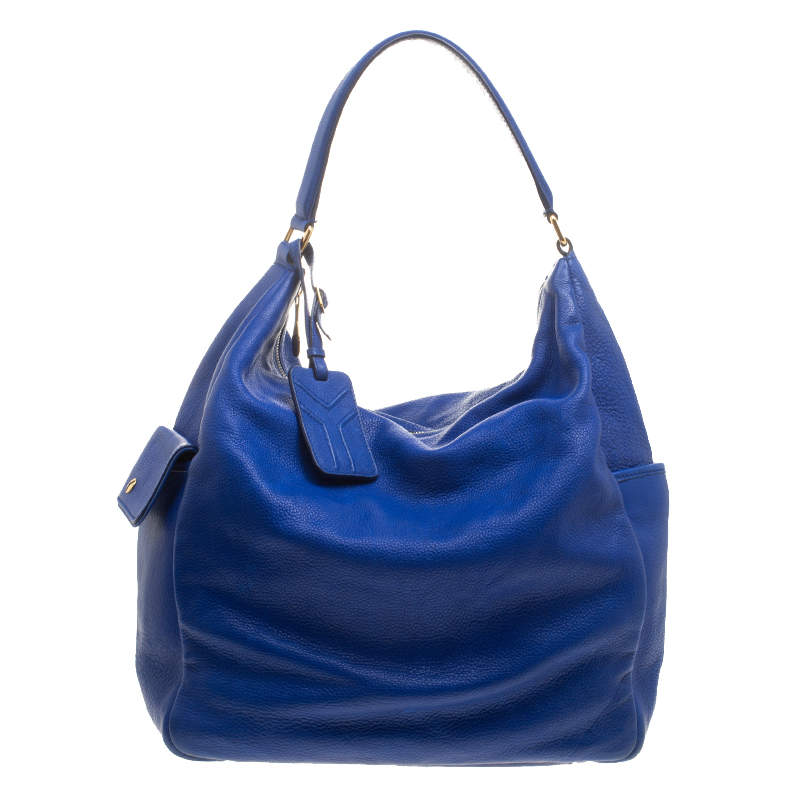 Pre Owned حقيبة هوبو ايف سان لوران مولتي جلد أزرق