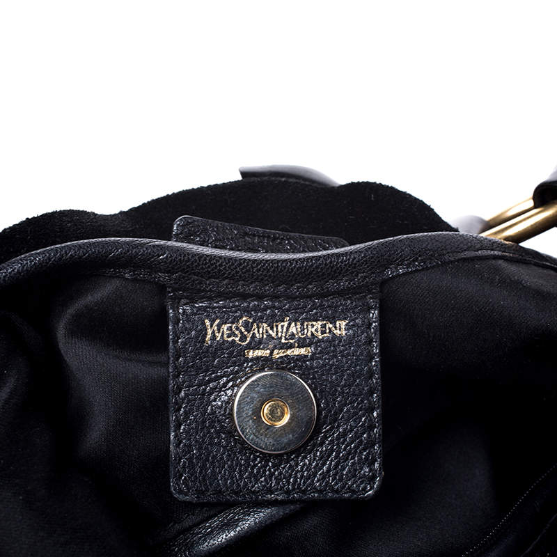 Yves Saint Laurent Black Suede and Patent Leather St. Tropez