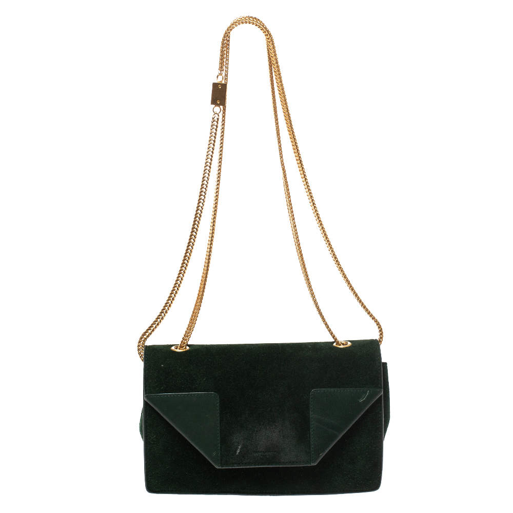 Saint Laurent Green Suede and Leather Betty Shoulder Bag