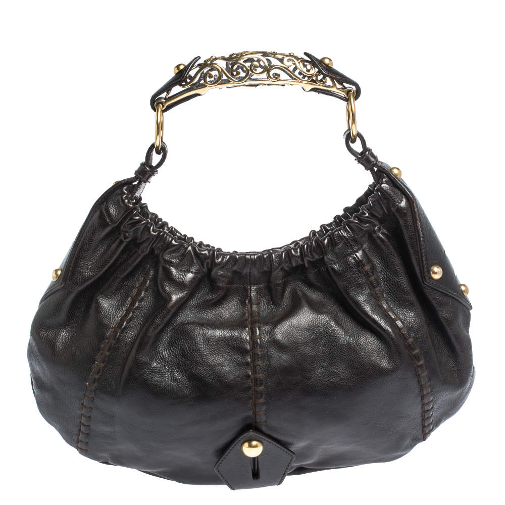 Pre Owned Yves Saint Laurent Dark Brown Leather Vincennes Mombasa Hobo