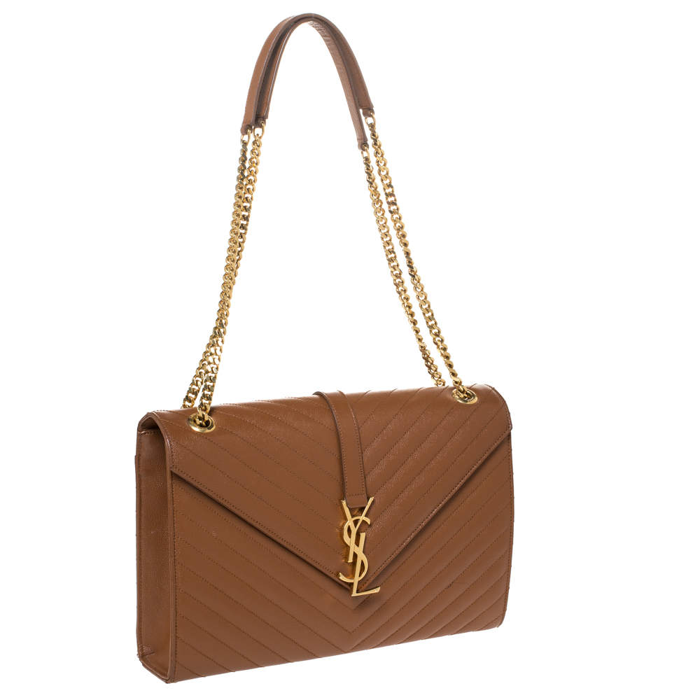 Saint Laurent Tan Matelasse Leather Large Cassandre Flap Bag Saint