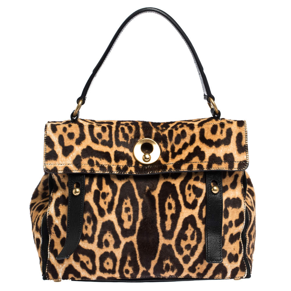 مملوكة مسبقًا حقيبة سان لوران موسي تو متوسطة جلد و شعر عجل بني و أسود