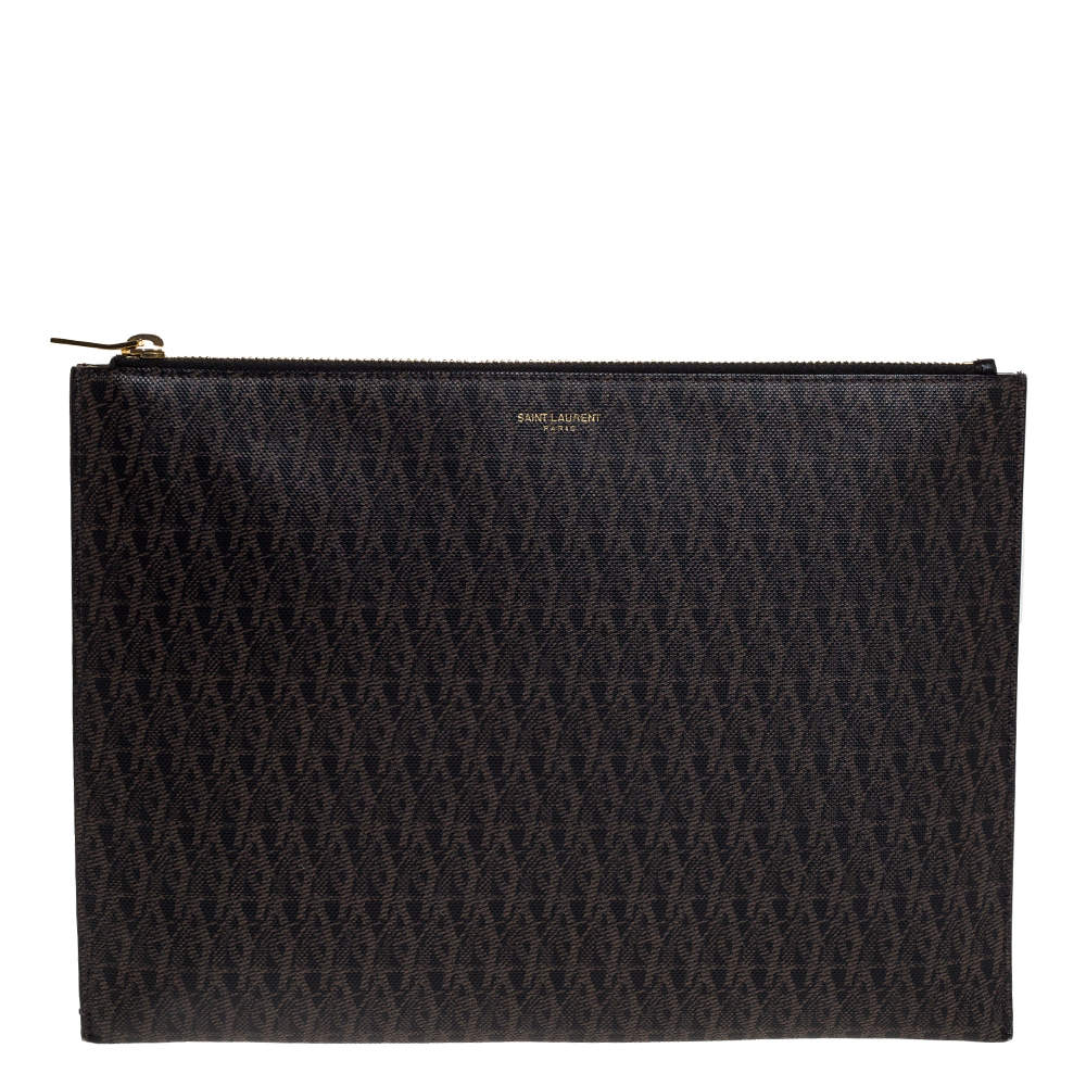 Saint Laurent Coated Canvas Trousse de Toilete Pouch