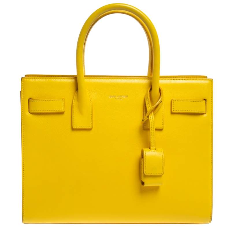 حقيبة يد سان لوران بيبي كلاسيك ساك دو جور جلد صفراء