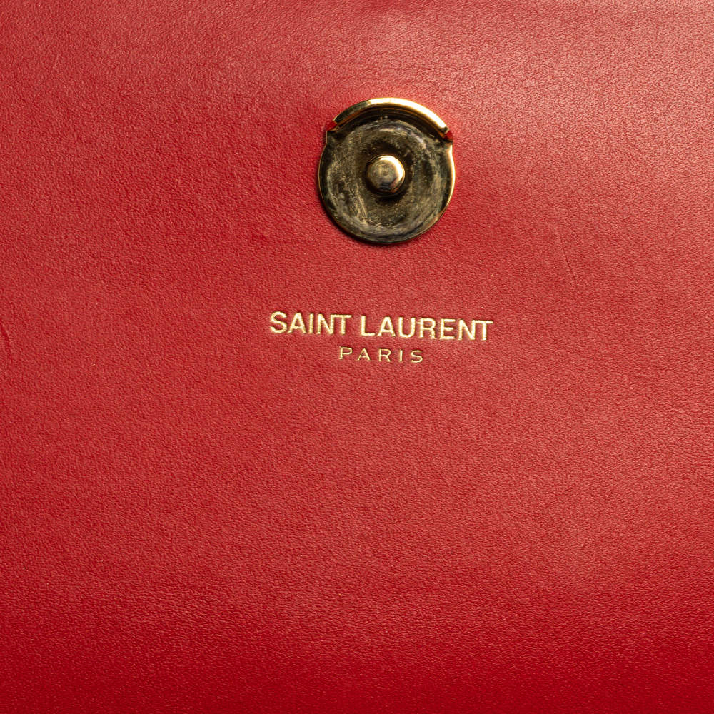 Auth SAINT LAURENT PARIS Kate Small 470429 Red Leather Shoulder Bag