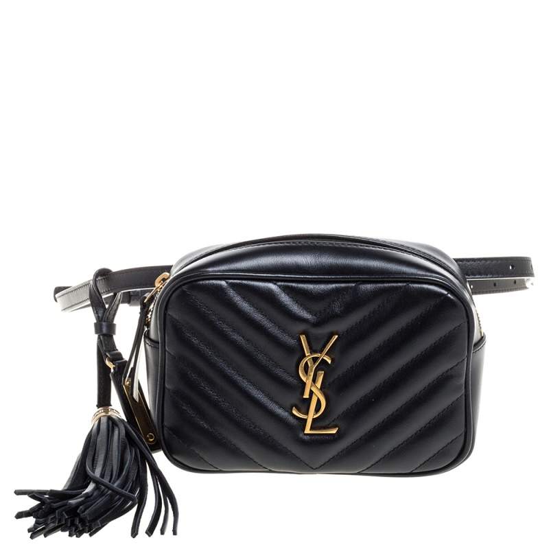 Saint Laurent Black Leather Monogram Loulou Belt Bag