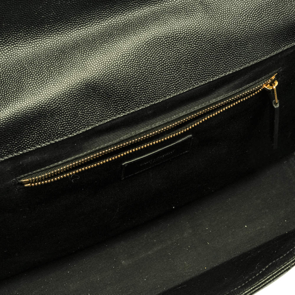Pre Owned Saint Laurent Black Matelasse Leather Large Cassandre Flap Bag