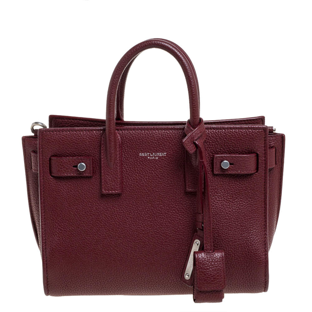Pre Owned Saint Laurent Red Leather Nano Classic Sac De Jour Tote