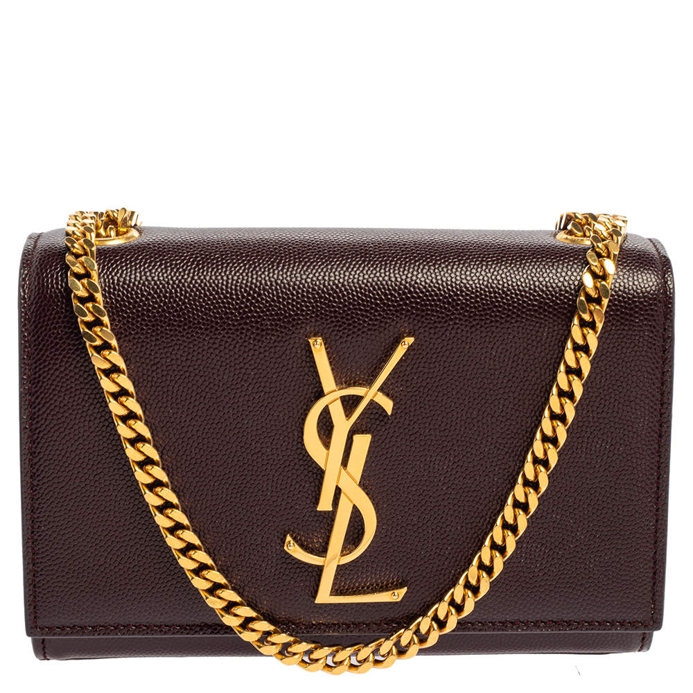Saint Laurent Burgundy Leather Small Monogram Kate Shoulder Bag