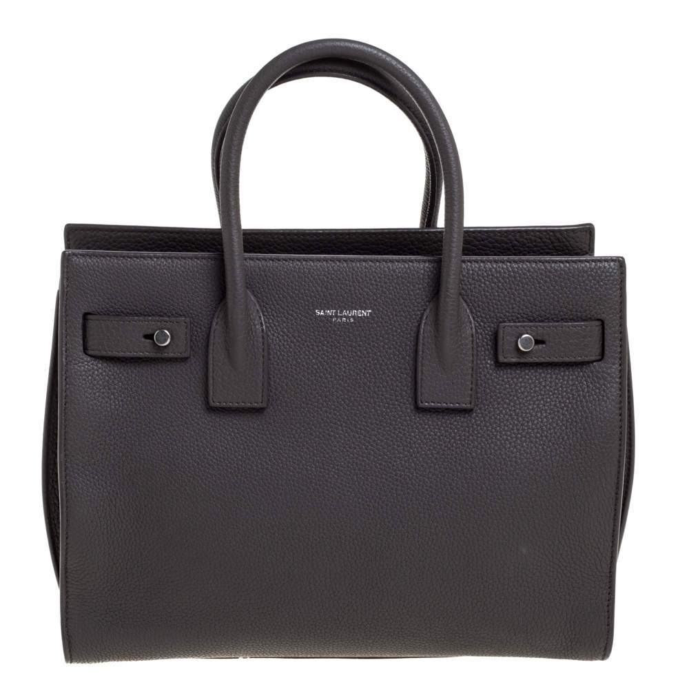 مملوكة مسبقًا Saint Laurent Grey Leather Baby Classic Sac De Jour Tote