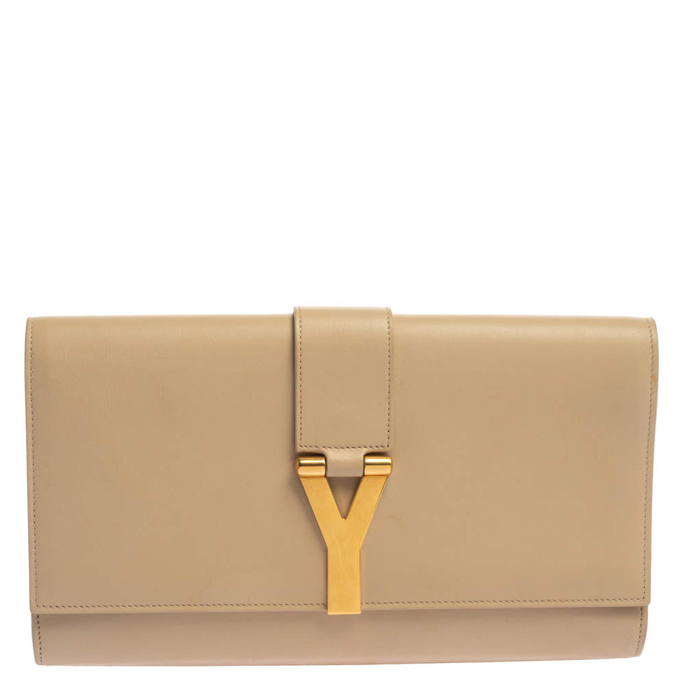 Saint Laurent Beige Leather Y-Ligne Clutch Saint Laurent Paris | The ...