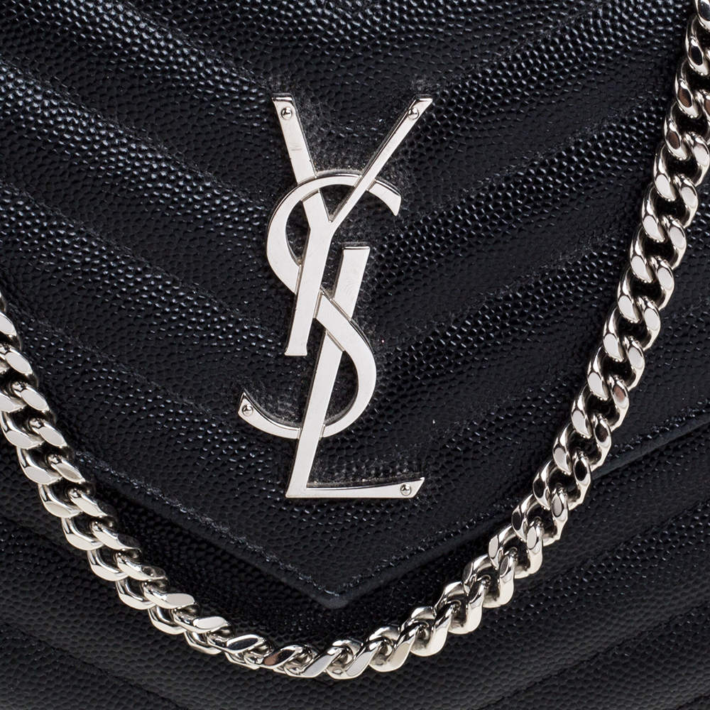 Black Saint Laurent Monogram Matelasse Envelope Wallet On Chain Crossbody  Bag, Saint Laurent 80s Carré-quilted vanity bag