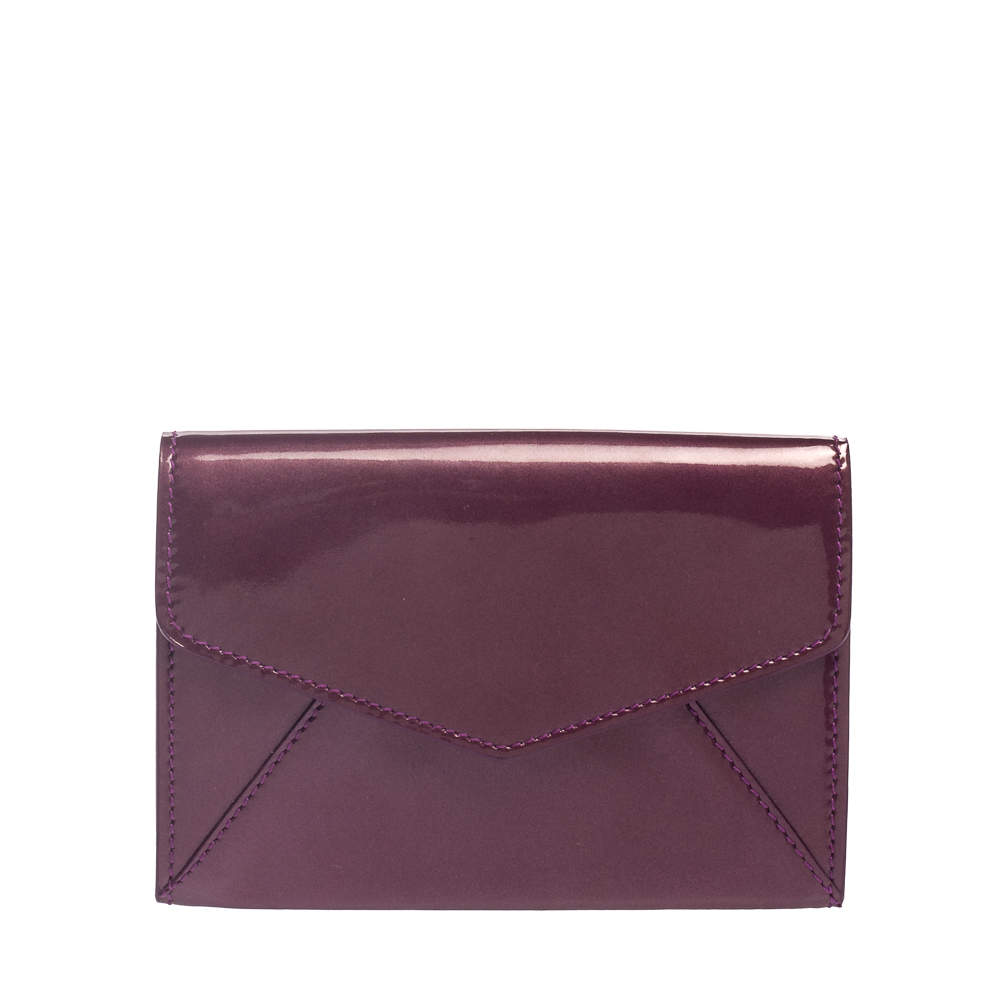 Pre Owned Yves Saint Laurent Purple Patent Leather Coin Wallet