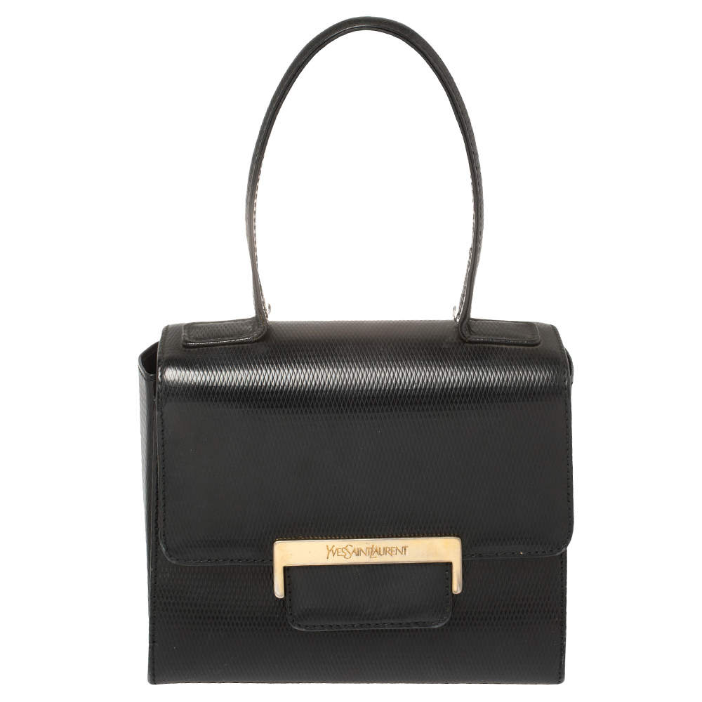 Pre Owned Yves Saint Laurent Black Leather Top Handle Bag
