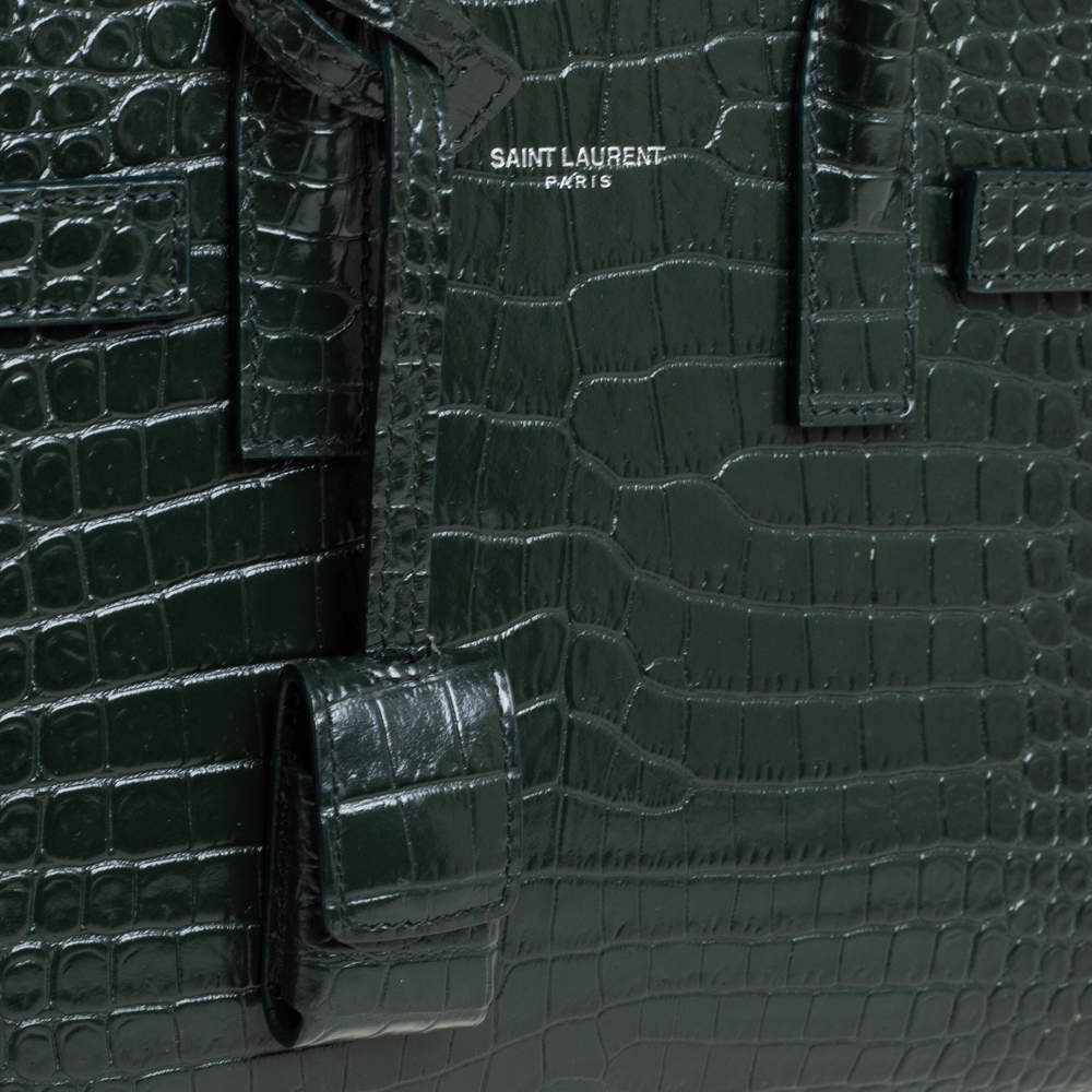 Yves Saint Laurent Nano Sac De Jour Croc Embossed Grey Bag – Green Go Store