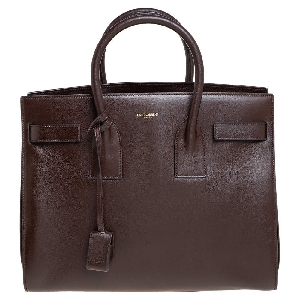 Pre Owned Saint Laurent Brown Leather Small Classic Sac De Jour Tote
