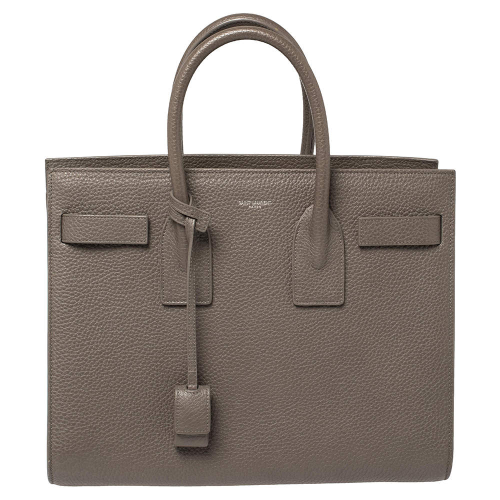 Pre Owned Saint Laurent Grey Leather Small Classic Sac De Jour Tote
