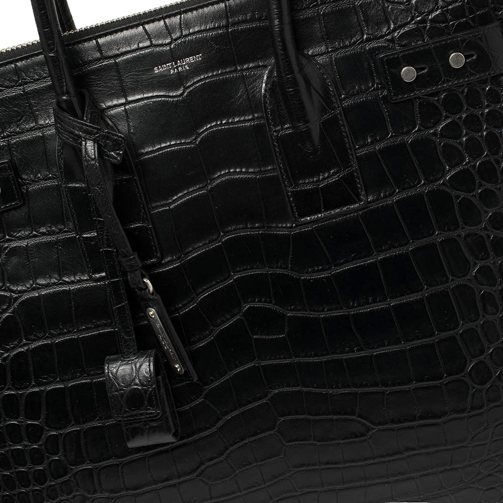 sac de jour north/south tote in crocodile-embossed leather