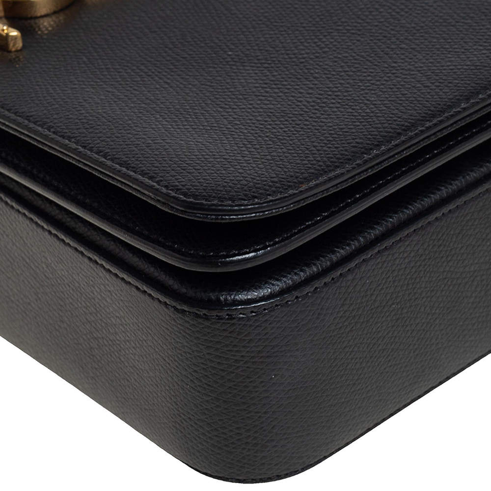 Pre Owned Saint Laurent Black Leather Medium Monogram Universite Shoulder Bag