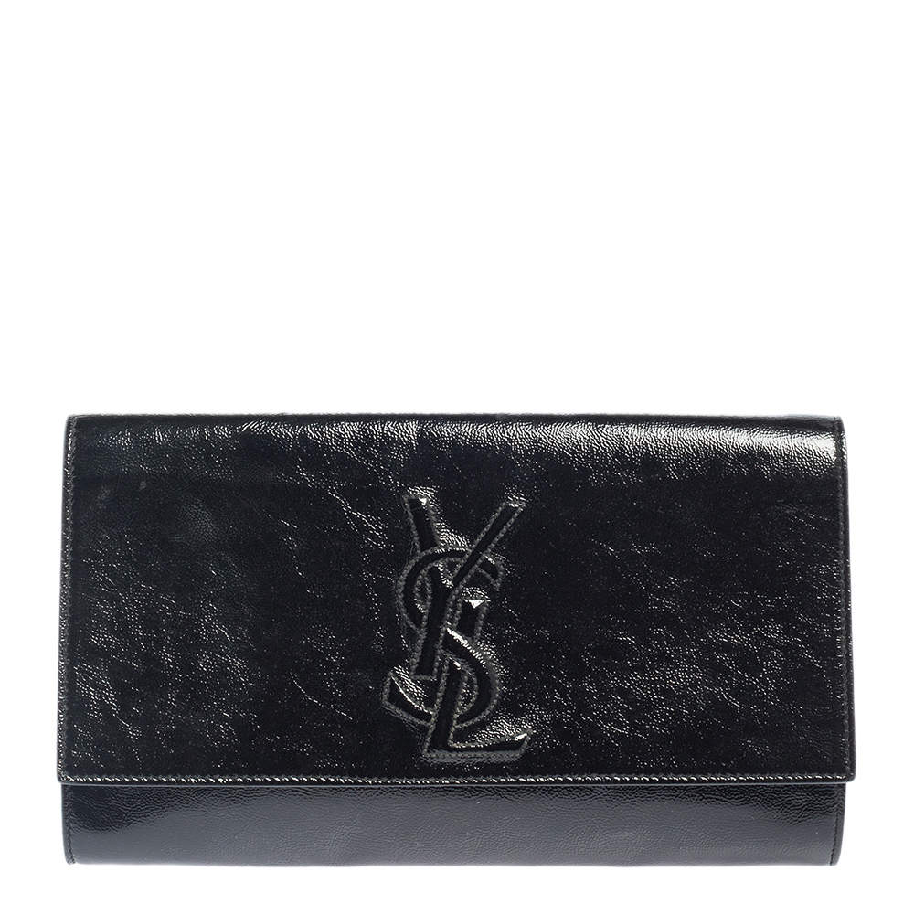 مملوكة مسبقًا Yves Saint Laurent Black Patent Leather Belle De Jour Flap Clutch