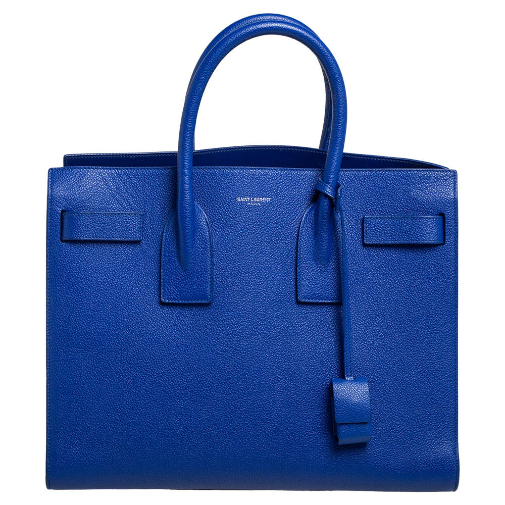 حقيبة يد سان لوران ساك دو جور جلد أزرق كلاسيك صغيرة